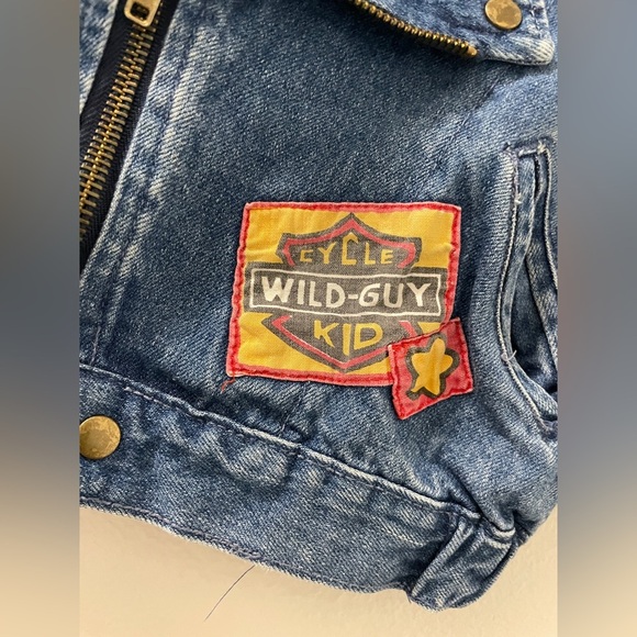 Vintage Hopscotch Toddler Denim Biker Jacket | 18M | Patch Rocker Style - Picture 6 of 9